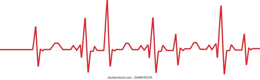 Bright red electrocardiogram traces pulse, representing health and well being, and the importance of medical diagnostics.