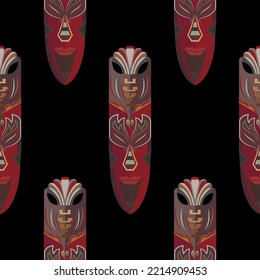 Bright red fiery mask pattern