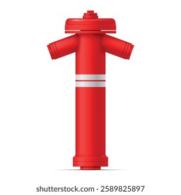 A bright red fire hydrant isolated on a white background symbolizes safety and readiness to extinguish fires. Its design attracts attention, emphasizing its importance.