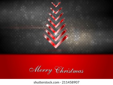 Bright red fir-tree christmas background. Vector design