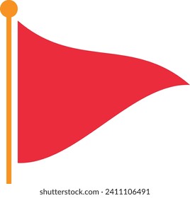 Bright red flag attached to a golden-yellow flagpole against a white background.