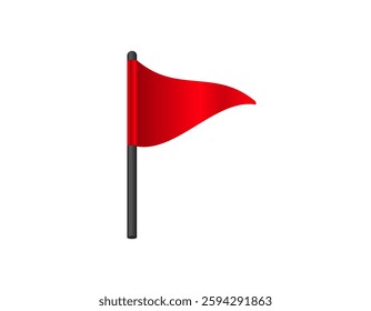 A bright red flag is attached to a pole. the flag is slightly waving, indicating a gentle breeze.