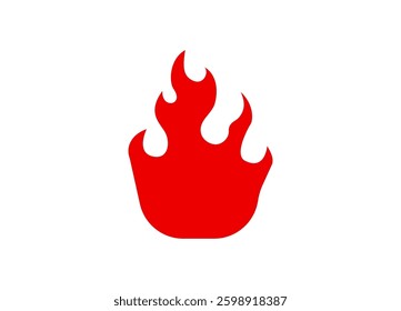 Bright red flame icon represents heat and energy, ideal for warning signs or creative design use.