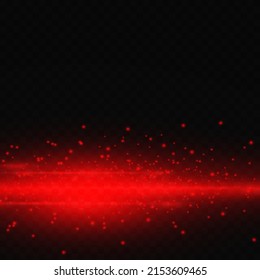 Bright red flash of light, explosion on a transparent background. Color vector illustration. Abstract laser beams of light