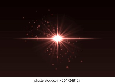 Bright Red flash with scattered glow particles. Star-shaped burst with soft shimmer creates magical light effect.