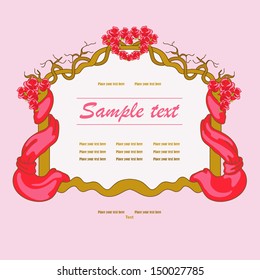 Bright red frame with roses