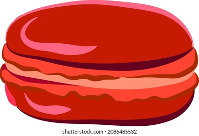 Macaron francés rojo brillante. Ilustración vectorial para un delicioso postre.