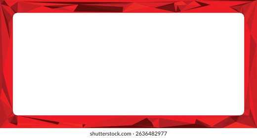 Bright Red Geometric Frame with White Center Placeholder for Text