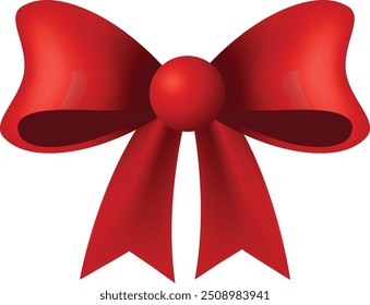 
A bright red gift bow with a matching ribbon, isolated on a white background. The design is simple and festive, perfect for adding a touch of elegance to gifts for any occasion.