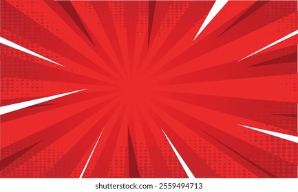 Bright red gradient abstract background. Green comic sunburst effect background with halftone. Suitable for templates, sales banners, events, ads, web, and page.