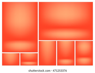 Bright Red gradients for creative project backgrounds or product presentation. Vector backdrop set