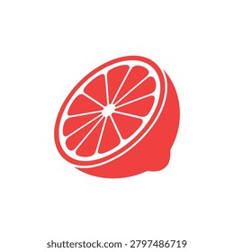 Bright red grapefruit slice with visible juicy segments perfect for healthy food recipes and nutrition content