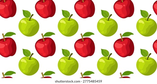 bright red and green apples seamless pattern for fabric and packaging use
