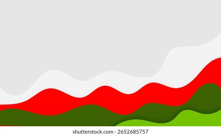 Bright red and green wave template background vector illustration