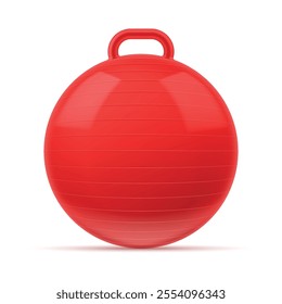 Bright red gymnastic ball for fitness exercises isolated on white background, ideal for developing balance and core strength in various training programs.