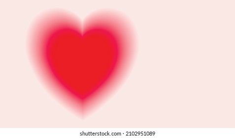 Bright red heart with blurred gradient borders on a pink background. Valentine's Day. Awareness and care concept. Copy space. Vector illustration