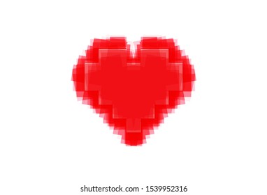 Bright Red Heart isolated on white background. Beautiful Seamless vector pixel love hearts pattern. Creative and stylish design for banner, background, wallpaper, card and social media