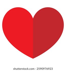 Bright red heart isolated on white, vector illustration