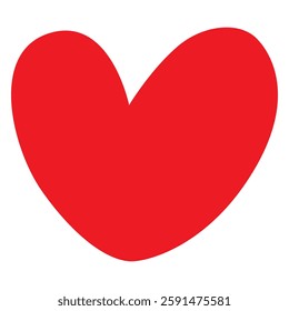 Bright red heart isolated on white, vector illustration
