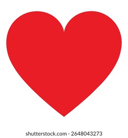 A bright red heart shape isolated on white background symbolizes love and affection