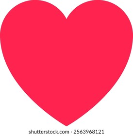 Bright red heart shape symbolizes romance, passion, and strong emotions, conveying feelings of love and affection on a clean white background