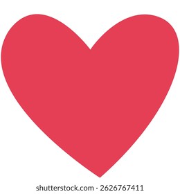 Bright red heart symbol icon, perfect for romantic themes, valentine graphics, love messages, and minimal design needs.