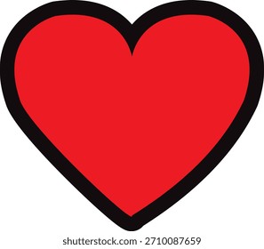Icono de Vector de corazón rojo brillante con contorno audaz. Símbolo de amor, romance, cuidado, salud y afecto en un diseño moderno y sencillo.
