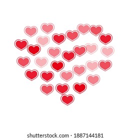Corazones rojos brillantes volando ilustración vectorial. Romántico telón de fondo de la tarjeta de felicitación. Los corazones brillantes aman los símbolos de pasión aislados en un fondo transparente. Bonita decoración romántica de eventos.