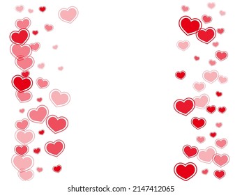 Bright red hearts flying vector illustration. Creative holiday party decor. Bright hearts love pleasure symbols isolated on transparent background. Valentine's day simple decor.