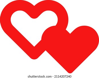 Bright red hearts, large and small overlapping heart marks