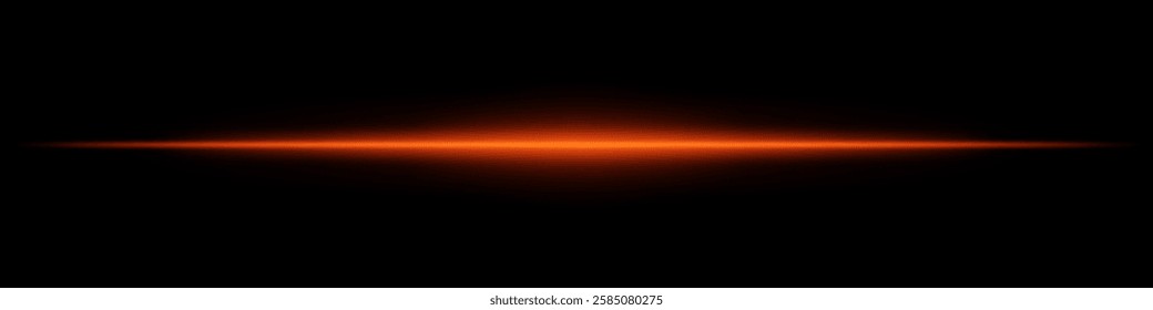 Bright red horizontal light beam on a black background. Glowing neon laser effect creating a futuristic and high-tech aesthetic. Suitable for technology, sci-fi, speed, and digital energy themes