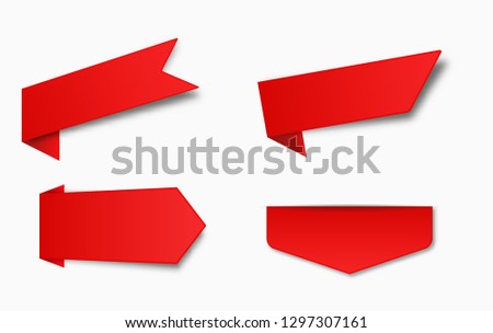 Bright red labels .  Tag ribbon and banner .