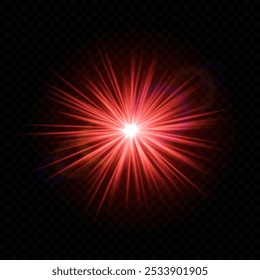 Bright red light burst. Glowing, explosion, star, radiant, golden, energy, shine, flare, illumination, spark, effect, abstract, sparkle, vibrant, sunburst, glowing rays.