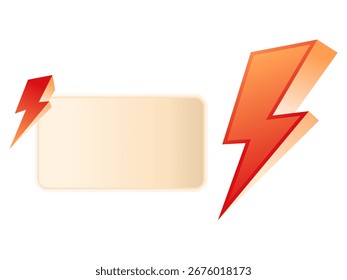 A bright red lightning bolt symbol next to a blank banner, ideal for representing flash sales, promotions, or special offers in advertising.