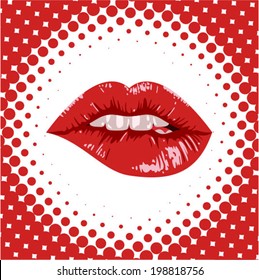 Bright red lips sensual and provocative