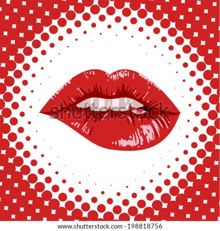 Bright red lips sensual and provocative