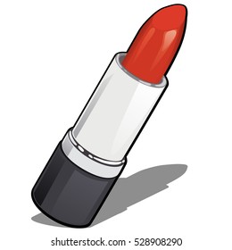 Bright red lipstick isolated on white background. Vector illustration.