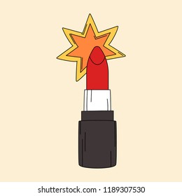Hellroter Lippenstift-Aufkleber, Vektorgrafik