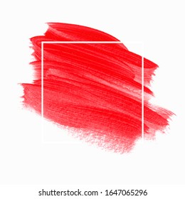Bright red lipstick stroke paint abstract background - Vector. Make up design for beauty card, shop logo and sale banner.
