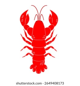 Lagosta vermelha brilhante com garras, isolado em um fundo branco, perfeito para frutos do mar, marinhos e conceitos culinários. 