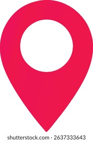 Bright red location pin icon isolated on white.