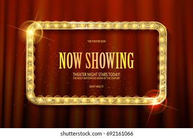 Bright red marquee with light bulbs on dark background. Very Cool for casino, cinema, disco or party advertisement. Vector illustration