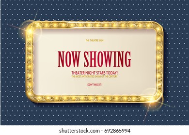 Bright red marquee with light bulbs on the background of polka dot. Very Cool for casino, cinema, disco or party advertisement. Vector illustration