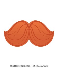 Bright red mustache with dramatic curves. Great for costume-themed designs or cartoon illustrations. Vector illustration isolated on white background