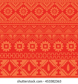 bright red native american ethnic pattern theme vector art