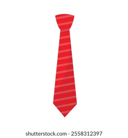 Bright red necktie in a classic style, often worn for formal occasions or business attire, with a smooth texture and a standard width