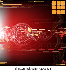 bright red and orange abstract industrial background with neon light
