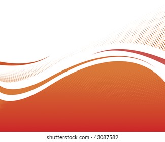 Flujo abstracto horizontal de acento rojo y naranja brillante