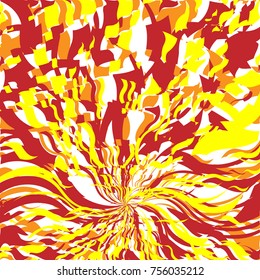 hellroter und orangefarbener Feuerabstrakter Hintergrund, Flammpmuster, stilisiertes Feuer, feuersignaler Hintergrund, abstrakter Sonnenlichthintergrund auf Orange-Wellenhintergrund