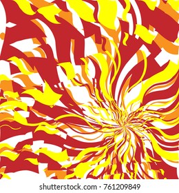 hellroter und orangefarbener Feuerabstrakter Hintergrund, Flammpmuster, stilisiertes Feuer, feuersignaler Hintergrund, abstrakter Sonnenlichthintergrund auf Orange-Wellenhintergrund